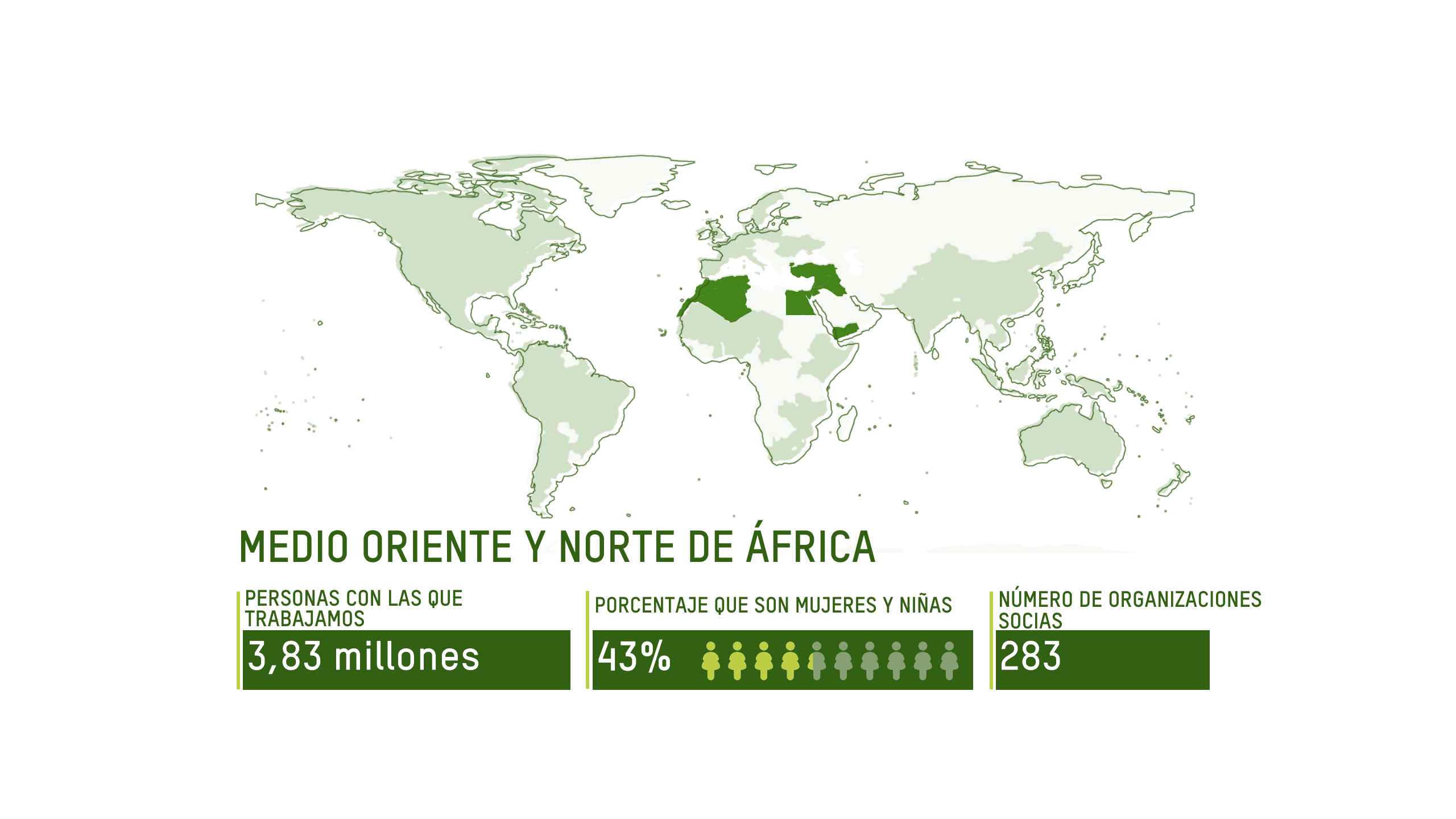 ALCANCE EN MENA: 3,83 millones de personas, 43% mujeres y niñas, 283 organizaciones socias