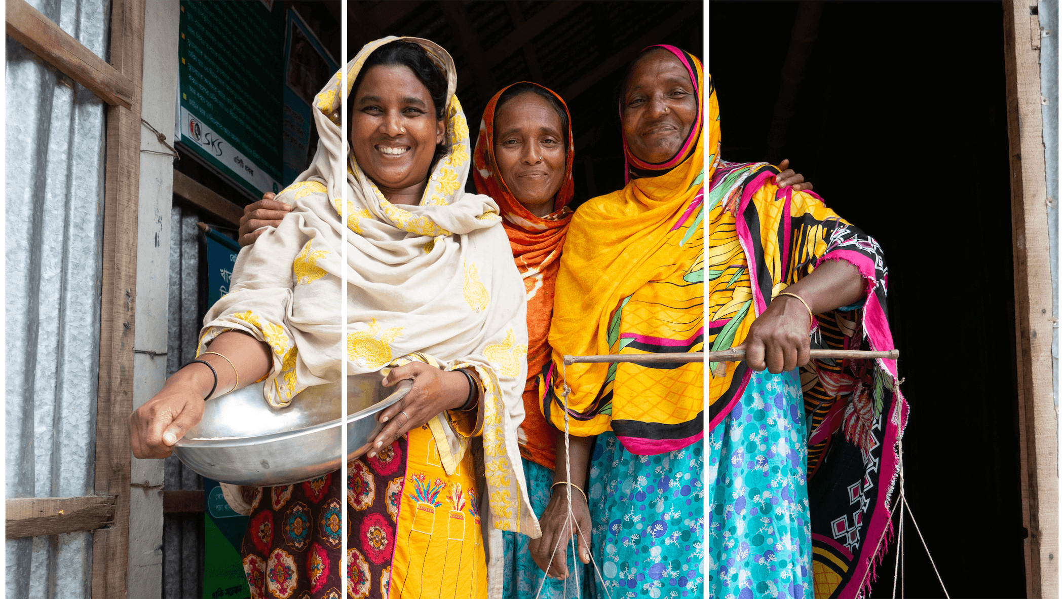 Mujeres en el banco de alimentos.