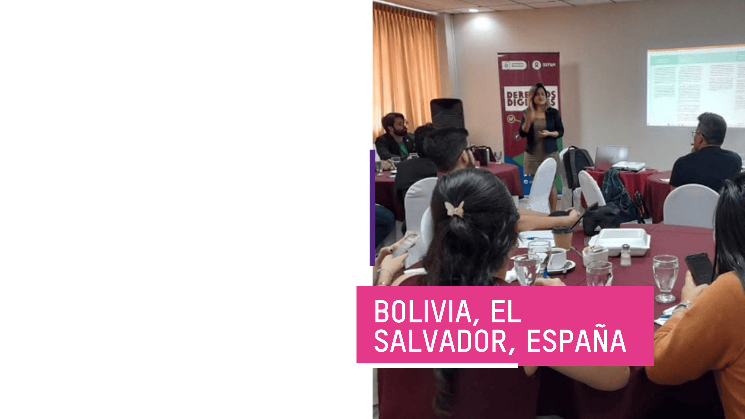 Una sala de activistas discutiendo el proyecto Justicia Global Digital