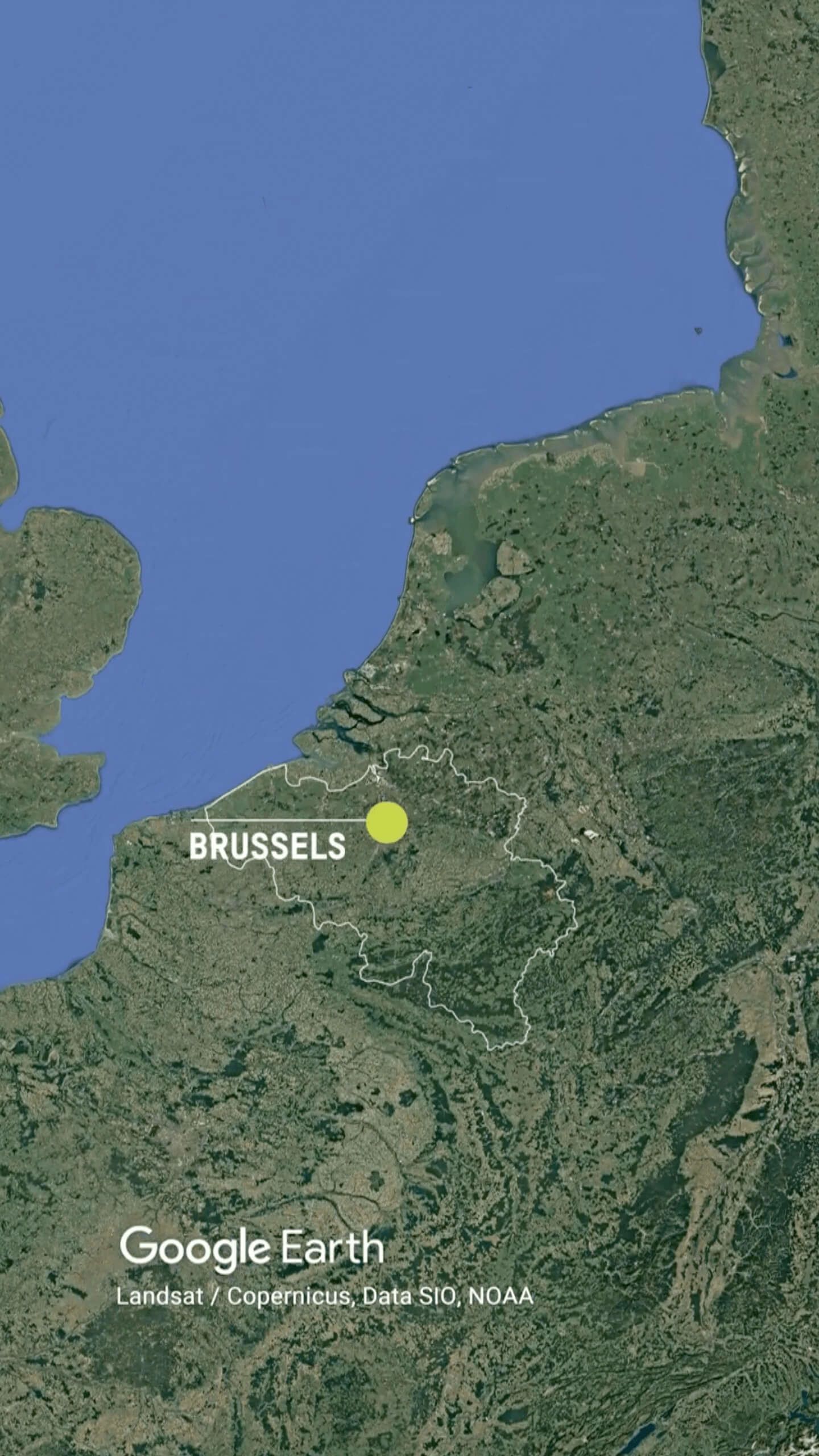Map of Belgium, with Brussels highlighted